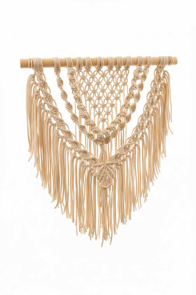 Arazzo Macramé "Equilibrio" - Crema Quadrato 56x60cm