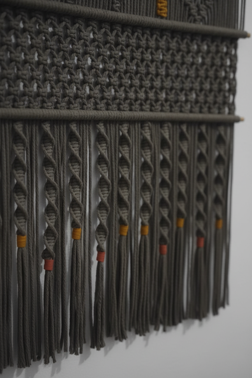 Arazzo Macramé "Tramonto" - Senape e Terracotta 80x114cm