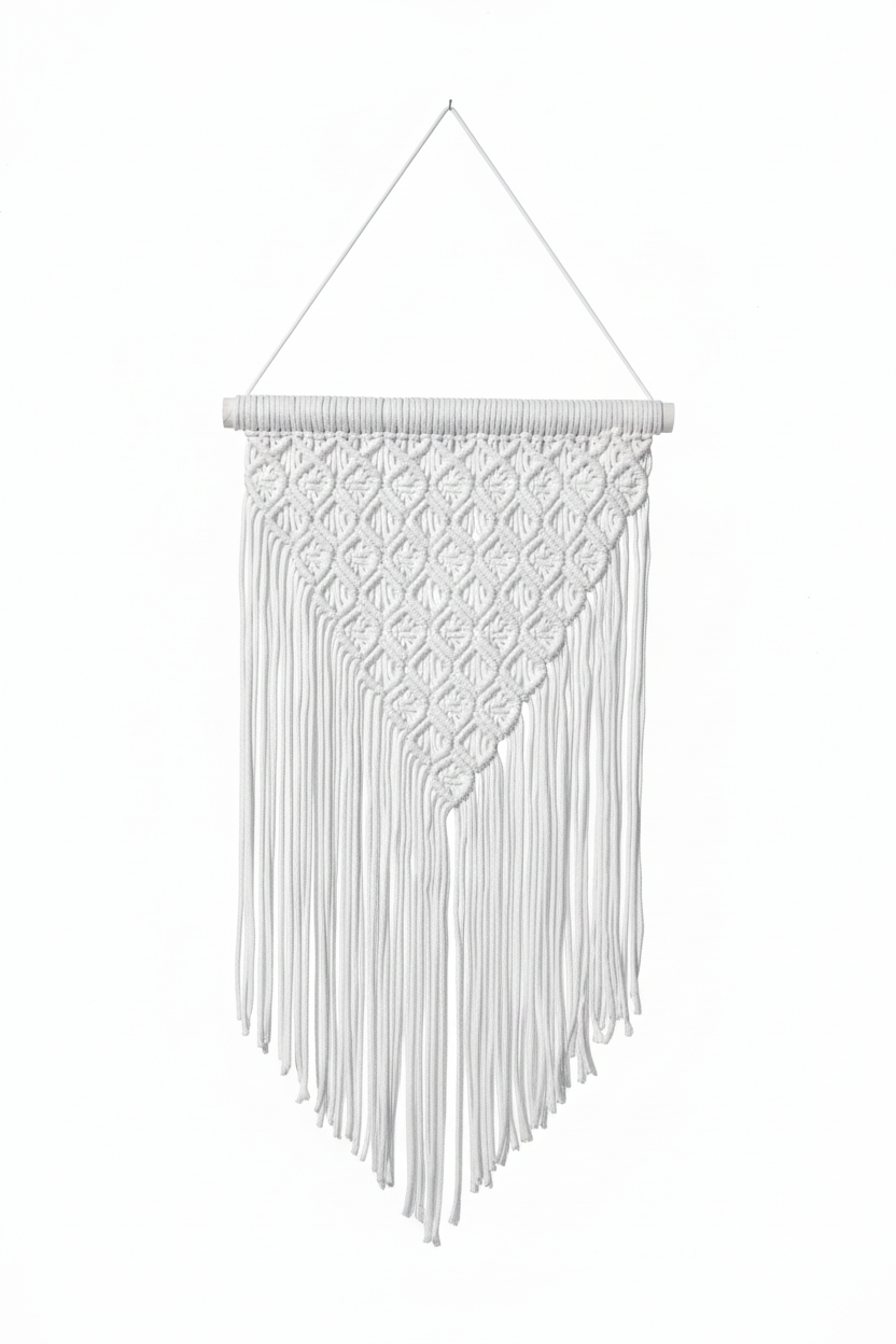 Arazzo Macramé "Purezza" - Bianco Verticale 43x75cm