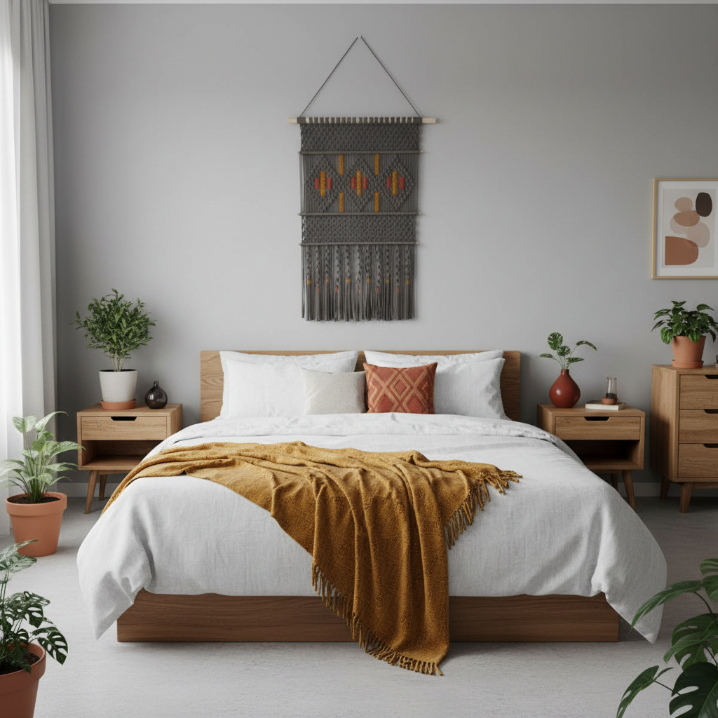 Arazzo Macramé "Tramonto" - Senape e Terracotta 80x114cm