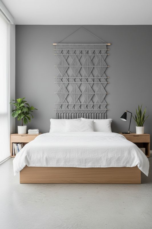 Arazzo Macramé Grande con Motivo Geometrico - Decorazione Parete Boho