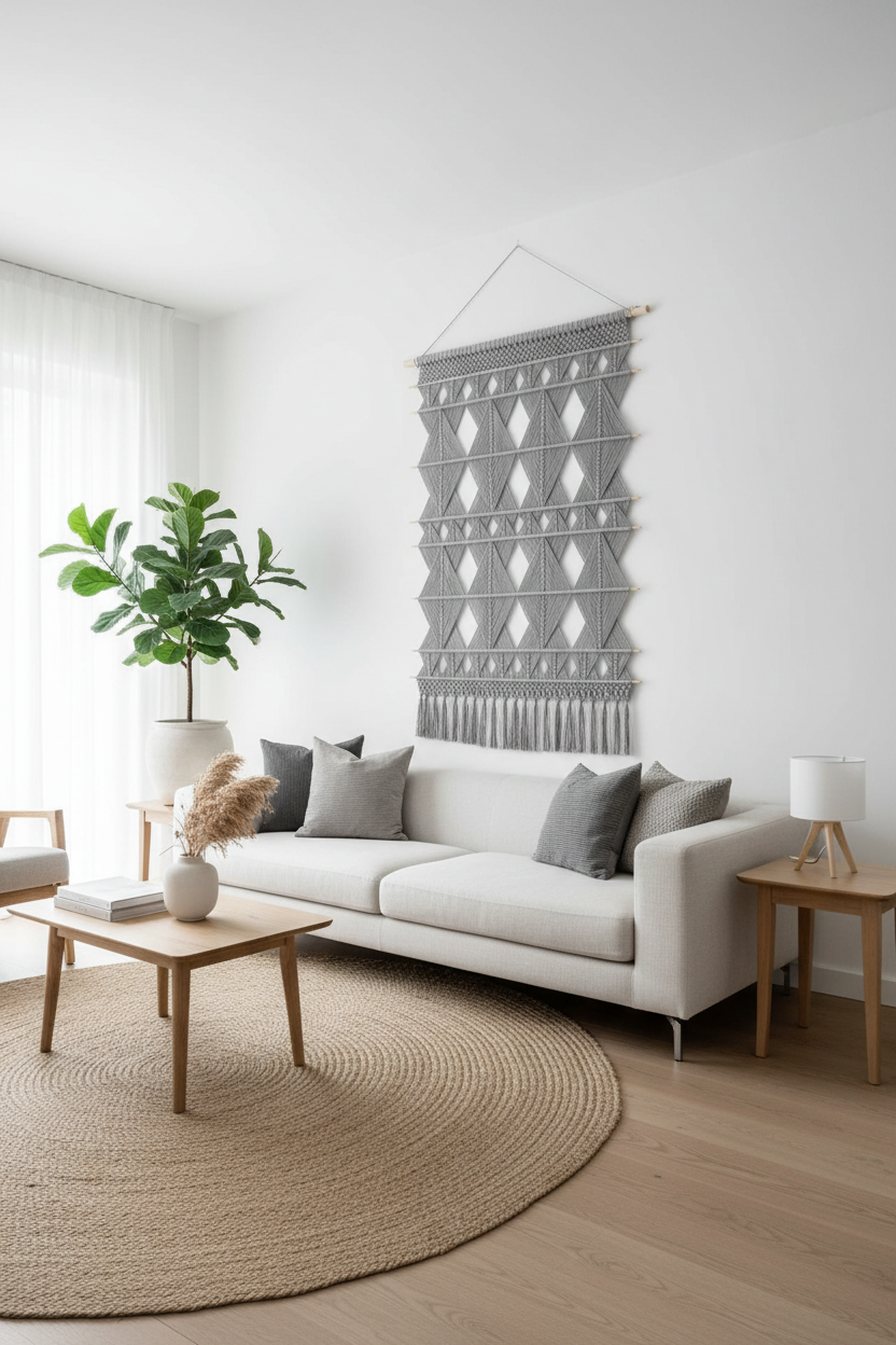 Arazzo Macramé Grande con Motivo Geometrico - Decorazione Parete Boho