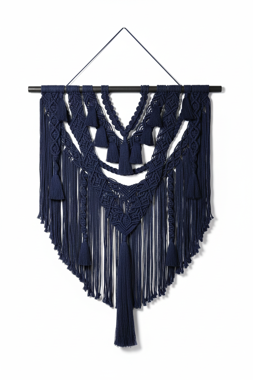 Arazzo Macramé Geometrico Fatto a Mano - Boho Chic 88x94cm