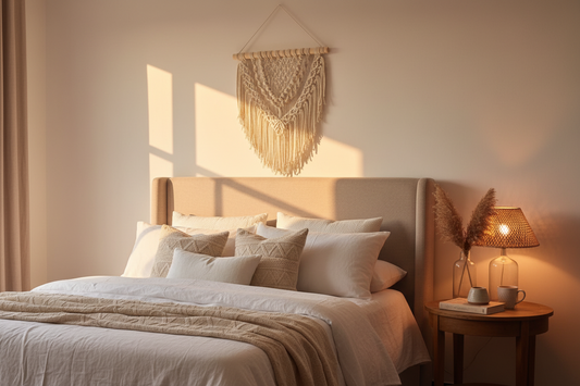 Arazzo Macramé "Equilibrio" - Crema Quadrato 56x60cm