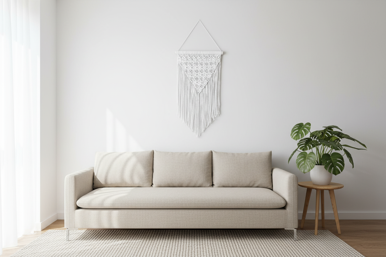 Arazzo Macramé "Purezza" - Bianco Verticale 43x75cm
